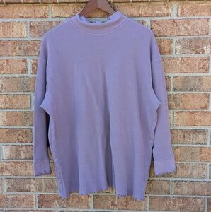 J Jill Lavender Cotton Long Sleeve Ribbed Top